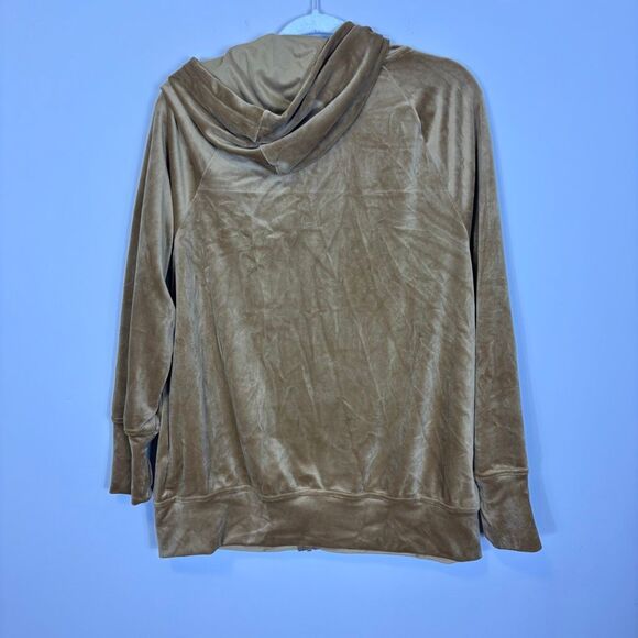New Aerie Golden Yellow Velour Oversized Hooded Zip Up Sweatshirt Small - Picture 2 of 6